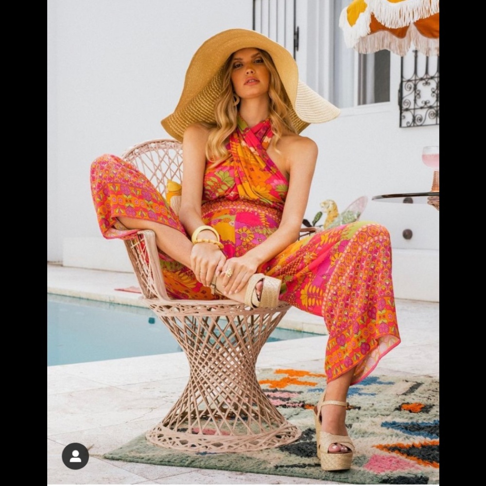Nine Lives Bazaar Pink and Orange Jumpsuit - Picture 2 of 3